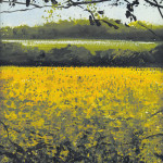 "Oil seed rape", Mixed Media, 6 x 4 inches - Painting by Rory Browne