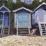 "Trinity Beach Huts" Mixed Media 8 x 10" A painting by Rory Browne